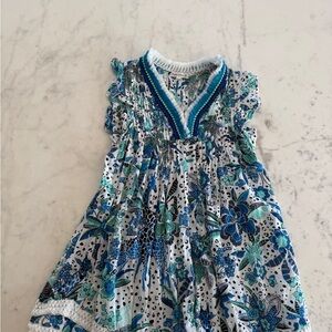 Poupette St. Barth Blue and White Patterned Dress